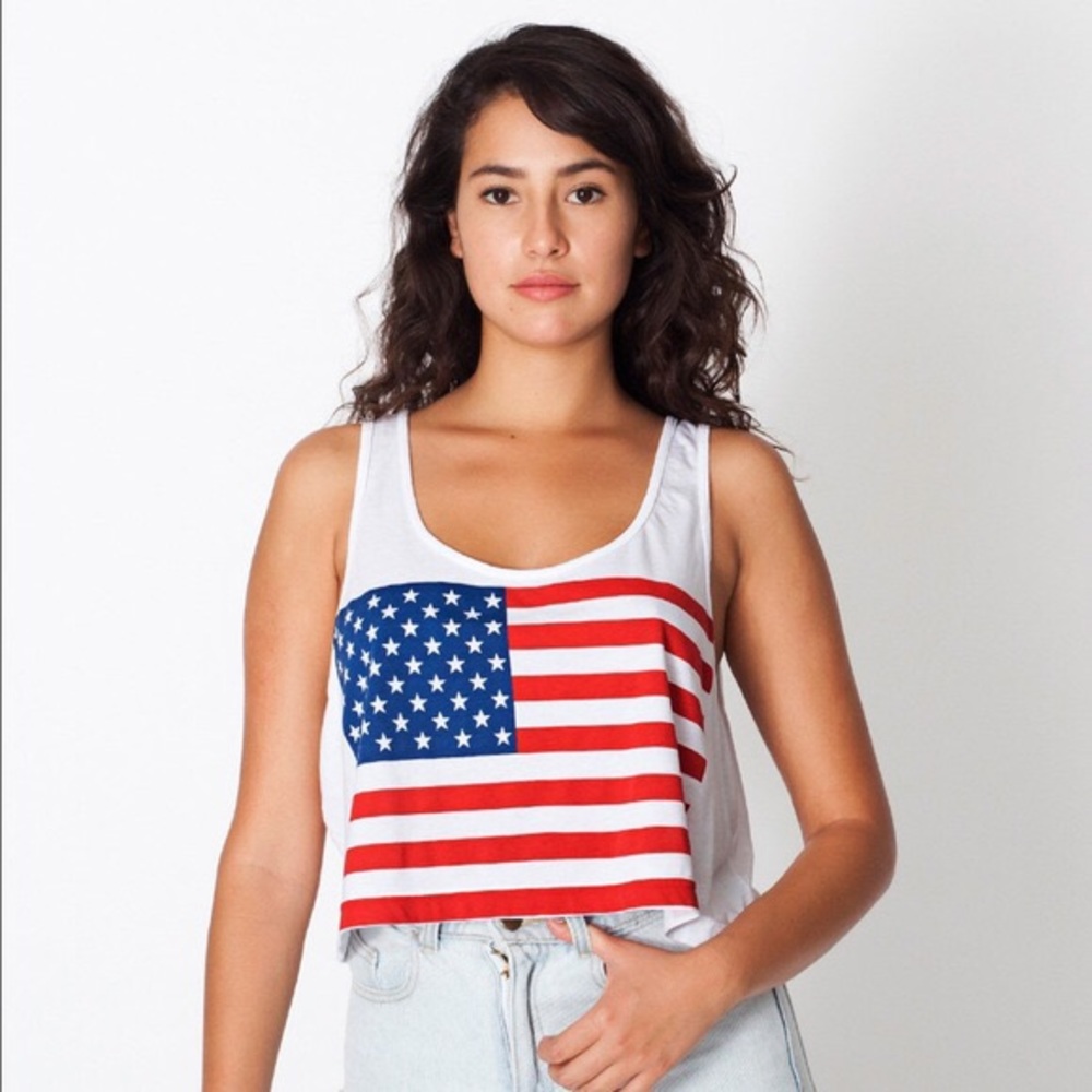 American Apparel American Flag Crop Top